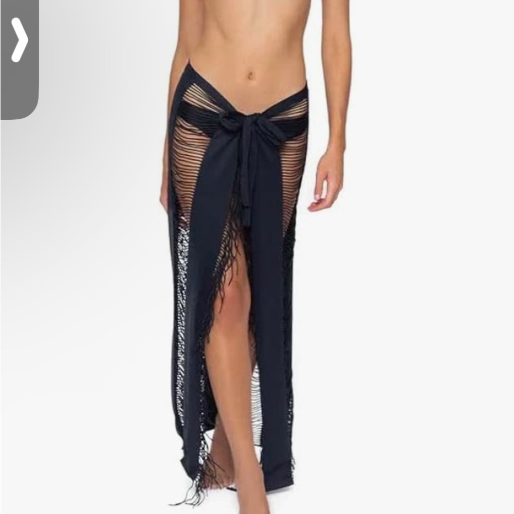 PQ Elegant Black Swim Cover-Up Skirt sarong